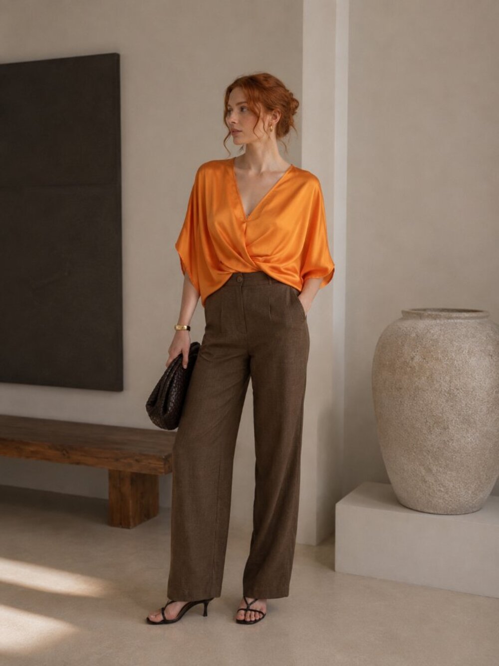 Pier Antonio Gaspari bright orange top IT42 US Size 6